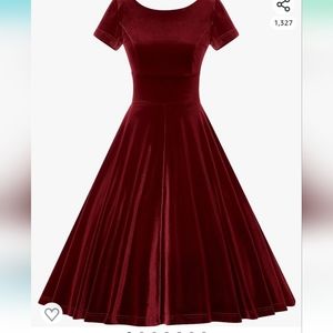 Twee style retro cherry velvet 50s dress